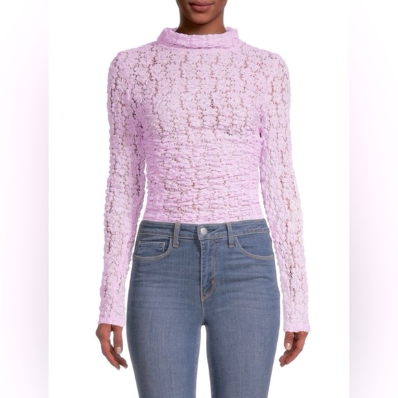 Free People Other - Free People Size S.  Day & Night Lace Bodysuit.  Turtle Neck Floral Lace